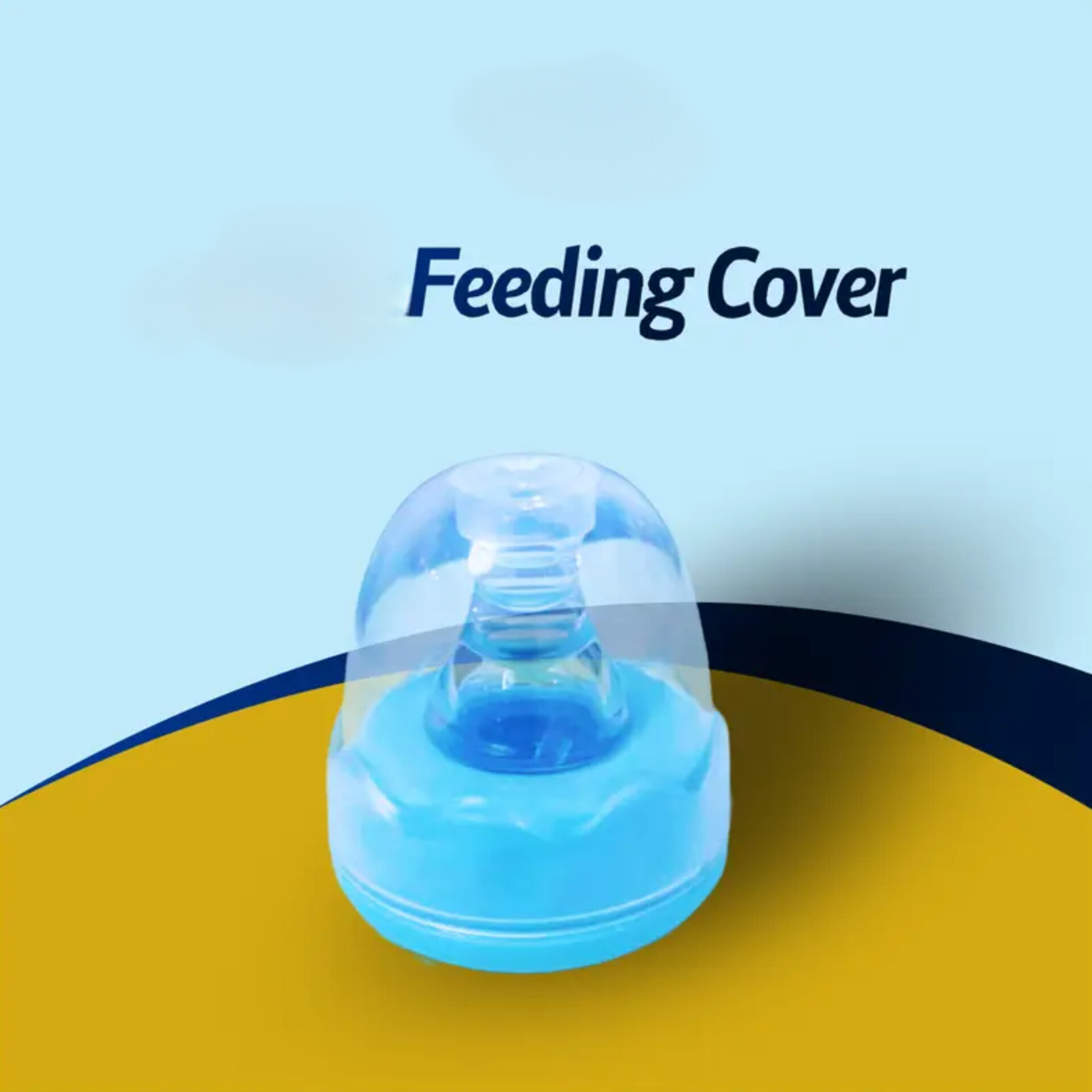 Blue baby feeding cover teat with clear protective dome cap