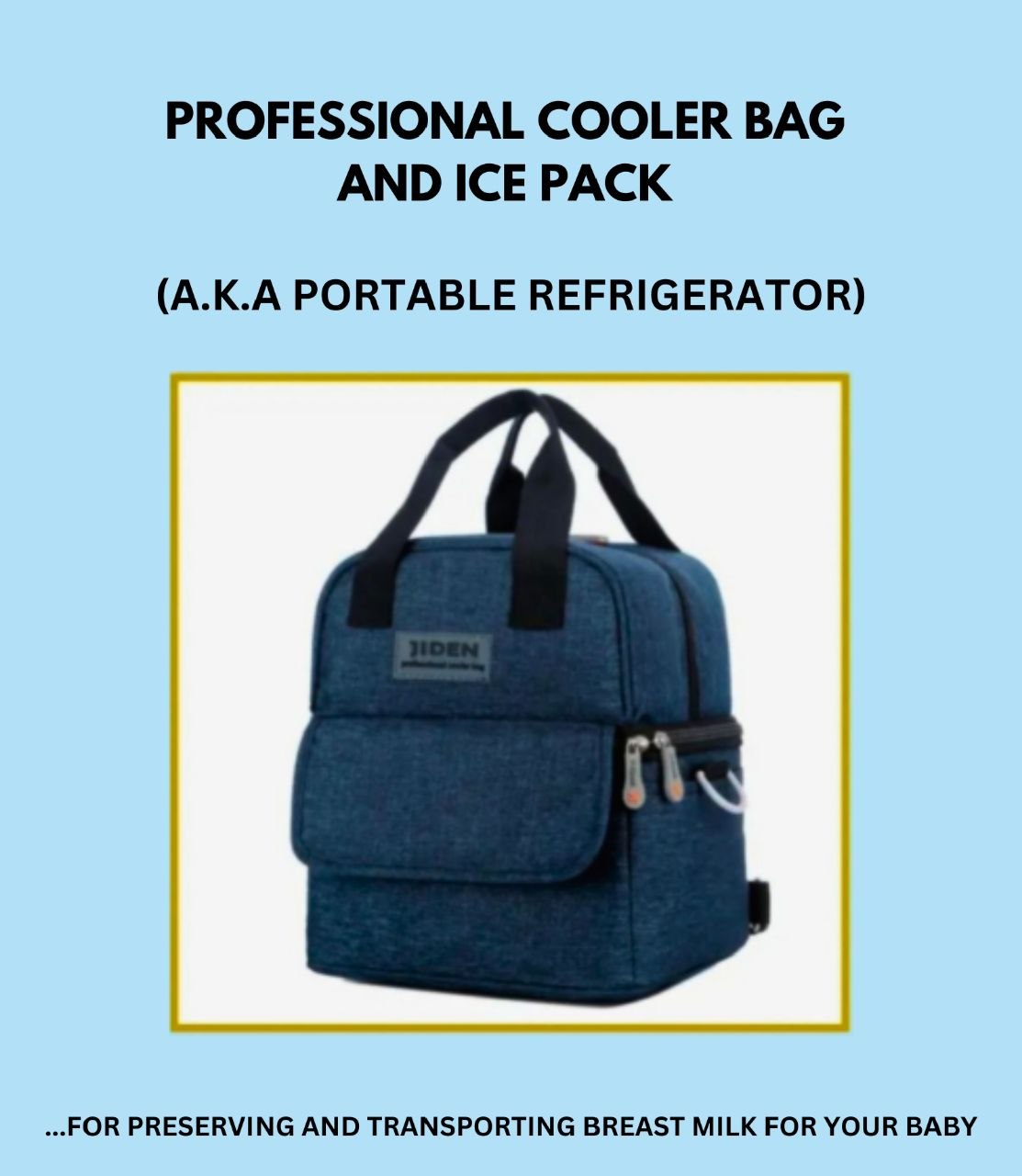 Jiden professional double-compartment insulated cooler bag and icepack for transporting breastmilk